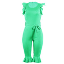 Casual Solid Color Ruffled Design Women Rompers