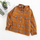 Girls Plaid Print Black Lace-up Design Blouse