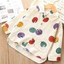 Girls Cartoon Dot Print Long Sleeves Button Blouse