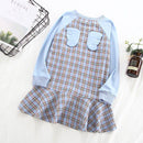 Girls Patchwork Wing Pattern Long Sleeves Dress