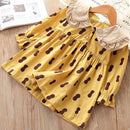 Girls Long Sleeves Print Cute Peter Pan Collar Dress