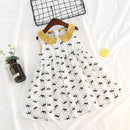 Fresh Style Girls Crown Print Yellow Peter Pan Collar Sleeveless Dress