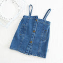 Fashion Girls Patchwork Spaghetti Strap Denim Dress