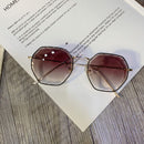 Creative Rimless Design Women Geometric Shape Metal Frame Sunglasses