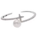 Fashion Good Quality Silver Plated Brass Bangle Imitation Pearl Zircon Decor Jewelry