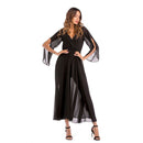 Elegant Women Plain Color Unique Fluttering Sleeve Chiffon Maxi Dress