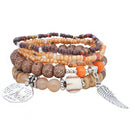 Multilayer Beaded Design Women Boho Style Alloy Wings Decor Bracelets