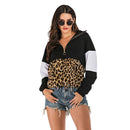 Fall New Design Contrast Leopard Long-sleeve Zipper Pattern Sweatshirt