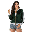Fashion Classic Stripes Print Women Zipper Pattern Casual Jacket