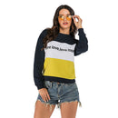 Casual Women Letters Print Unique Blocking Color Long Sleeve Sweatshirts