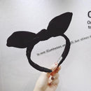 Women Simple Solid Color Bowknot Decor Lovely Rabbit Ear Headband