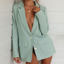 Casual Loose Pattern Women Double Buttons Design Spring Fall Blazer