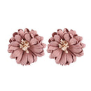 Women Natural Style Unique Artificial Flower Pattern Fabric Earrings