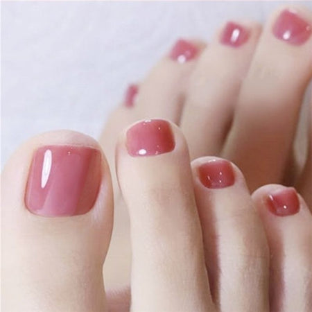 Jelly Rose Pink Color 24Pcs Fake Toe Nails