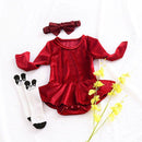 Baby Infant Toddler Girl Pure Color Long Sleeves Patchwork Bodysuit