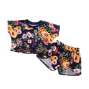 2 Pcs Set Baby Girl Print Short Sleeves T-shirts And Shorts