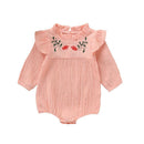 Baby Girl Fresh Flower Embroidery Long Sleeves Bodysuit