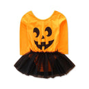 Baby Girl Funny Face Print Long Sleeves Patchwork Bodysuit
