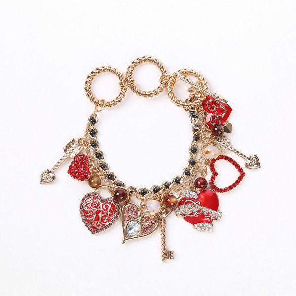 Hot Sale Good Quality Christmas Gift Chunky Alloy Chain Heart Charm Bracelet