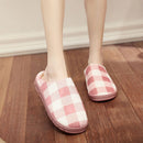 Classic Plaid Pattern Women Winter Soft Outsole Indoor Slippers Shoes