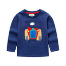 Boys Cartoon Car Design Round Neck T-shirts