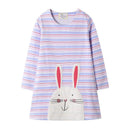Lovely Girl Bunny Pattern Long Sleeves Dress