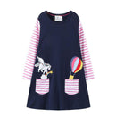 Girl Round Neck Patchwork Cartoon Dress