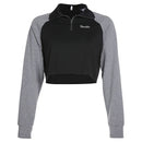 Casual Fashion Color Blocking Style Letter Print Cropped Sweatshirt