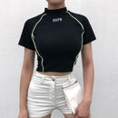 Hot Sale Fashion Letter Print Short-sleeve Figure Flattering Sporty Crop Top