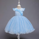 Cute Girl Lace Ruffle Sleeves Pure Color Princess Dress