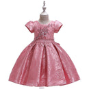 Elegant Girl Flower Embroidered Short Sleeves Party Dress