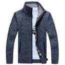 2020 Autumn Winter Men's Sweater Coat Faux Fur Wool Sweater Jackets Men Zipper Knitted Thick Coat Warm Casual Knitwear Cardigan AExp