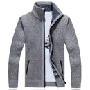 2020 Autumn Winter Men's Sweater Coat Faux Fur Wool Sweater Jackets Men Zipper Knitted Thick Coat Warm Casual Knitwear Cardigan AExp