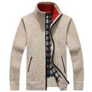 2020 Autumn Winter Men's Sweater Coat Faux Fur Wool Sweater Jackets Men Zipper Knitted Thick Coat Warm Casual Knitwear Cardigan AExp
