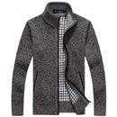 2020 Autumn Winter Men's Sweater Coat Faux Fur Wool Sweater Jackets Men Zipper Knitted Thick Coat Warm Casual Knitwear Cardigan AExp