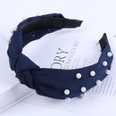 2020 Knot Pearls Headbands For Women Girls Handmade Wide Solid Silk Fabric Twist Hairband Bezel Hair Hoop Hair Accessories AExp