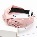 2020 Knot Pearls Headbands For Women Girls Handmade Wide Solid Silk Fabric Twist Hairband Bezel Hair Hoop Hair Accessories AExp