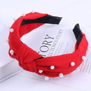2020 Knot Pearls Headbands For Women Girls Handmade Wide Solid Silk Fabric Twist Hairband Bezel Hair Hoop Hair Accessories AExp