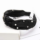 2020 Knot Pearls Headbands For Women Girls Handmade Wide Solid Silk Fabric Twist Hairband Bezel Hair Hoop Hair Accessories AExp
