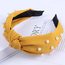 2020 Knot Pearls Headbands For Women Girls Handmade Wide Solid Silk Fabric Twist Hairband Bezel Hair Hoop Hair Accessories AExp