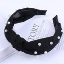 2020 Knot Pearls Headbands For Women Girls Handmade Wide Solid Silk Fabric Twist Hairband Bezel Hair Hoop Hair Accessories AExp