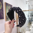 2020 Knot Pearls Headbands For Women Girls Handmade Wide Solid Silk Fabric Twist Hairband Bezel Hair Hoop Hair Accessories AExp