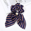2020 New Chiffon Bowknot Silk Hair Scrunchies Women Pearl Ponytail Holder Hair Tie Hair Rope Rubber Bands Hair Accessories AExp