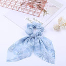 2020 New Chiffon Bowknot Silk Hair Scrunchies Women Pearl Ponytail Holder Hair Tie Hair Rope Rubber Bands Hair Accessories AExp