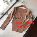 2020 new spring and summer fashion women clothes cashmere sqaure collar full sleeves elastic high waist sexy pullover WK080 JadeMoghul Inc.