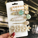2020 New Women Girls Pearl Crystal Hairpins Side Clip Hair Jewelry Trendy Geometric Headwear Fashion Hair Accessories Barrettes AExp