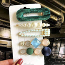 2020 New Women Girls Pearl Crystal Hairpins Side Clip Hair Jewelry Trendy Geometric Headwear Fashion Hair Accessories Barrettes AExp