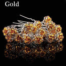 20Pcs/Lot Women Wedding Bridal Hairpins Crystal Rhinestone Rose Flower Hairpin Hair Clips Hair Jewelry Accessories High Quality-Gold-JadeMoghul Inc.