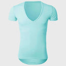 21 Colors Deep V Neck T-Shirt Men Fashion Compression Short Sleeve T Shirt Male Muscle Fitness Tight Summer Top Tees-Black-XS-JadeMoghul Inc.