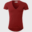 21 Colors Deep V Neck T-Shirt Men Fashion Compression Short Sleeve T Shirt Male Muscle Fitness Tight Summer Top Tees-Black-XS-JadeMoghul Inc.